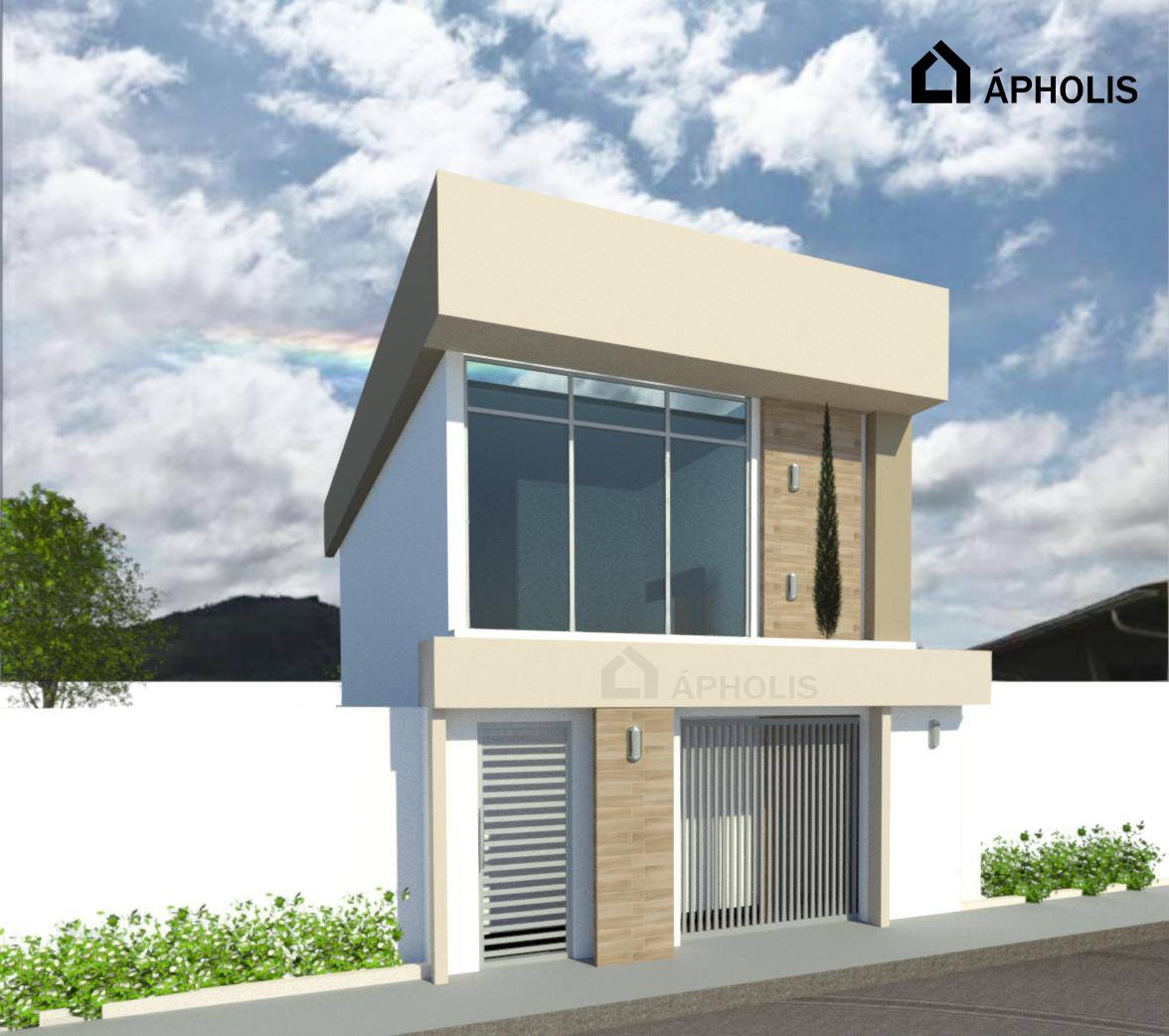  Projeto 3D residencial, conta com uma fachada fachada moderna,com tons claros, e revestimento imitando madeira.
-Projeto na cidade de Alagoas.                  